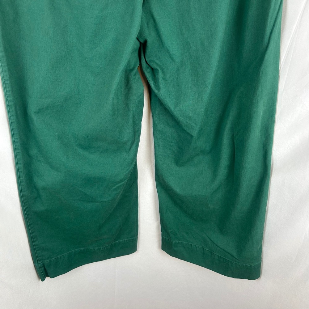 Talbots Womens Green Wide Leg Utility Pants High Rise Cropped Cotton Blend 12 - Picture 7 of 8